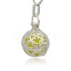Silver Color Plated Brass Hollow Round Cage Pendants KK-J216-15S-2