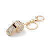 Shining Zinc Alloy Rhinestone Whistle Pendant Keychain KEYC-O014-01G-04-3