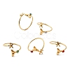 304 Stainless Steel with Glass Open Cuff Rings RJEW-K248-22G-4