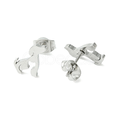 Non-Tarnish Cute Little Animal Theme 304 Stainless Steel Stud Earrings EJEW-B041-02A-P-1