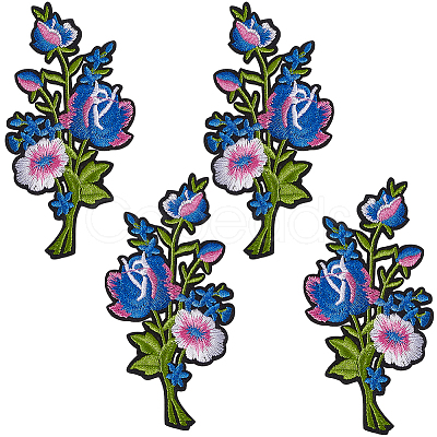 4Pcs 2 Styles Embroider Thread Iron on/Sew On Patches PATC-CY0001-06-1