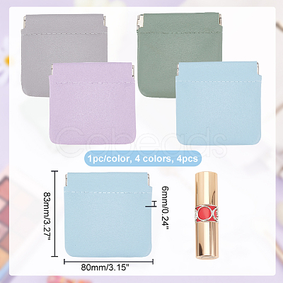 AHADEMAKER 4Pcs 4 Colors Imitation Leather Change Purse ABAG-GA0001-19-1