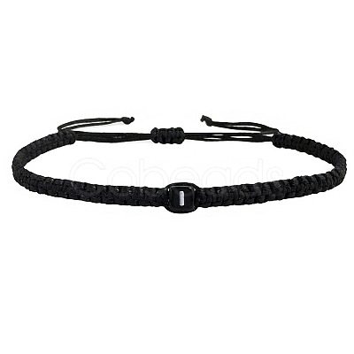 Adjustable Handmade Woven Waxed Polyester Cord Braided Bracelets with Acrylic Letter Beads OI4298-9-1