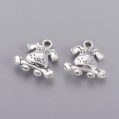 Tibetan Style Puppy Pendants TIBEP-R166-AS-LF-1