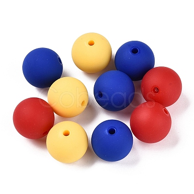 Rubberized Style Imitated Silicone Acrylic Beads MACR-T048-01A-06-1