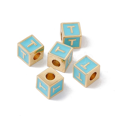 Rack Plating Brass Enamel Beads KK-B060-04G-06T-1