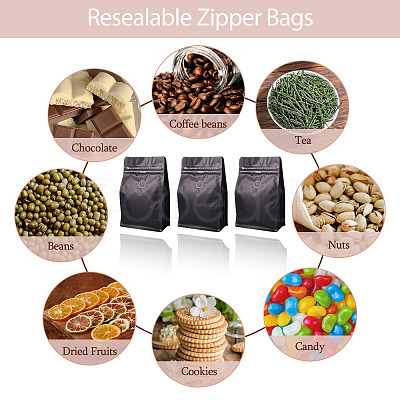 10Pcs BOPP and Aluminized PET and PE Resealable Coffee Zipper Bags with Valve ABAG-TA0001-93G-1