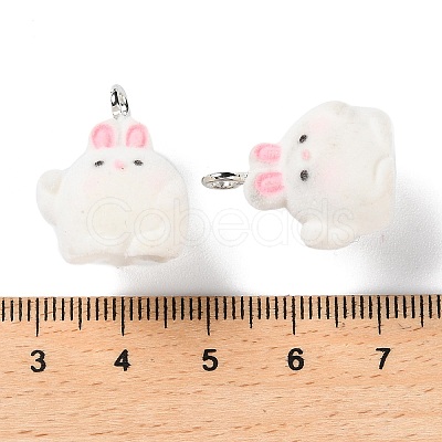 Animal Shape Flocky Resin Pendants RESI-Q229-01F-1