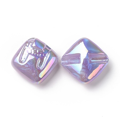 Rainbow Iridescent Plating Acrylic Beads OACR-A010-06A-1
