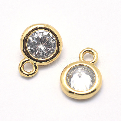 Brass Cubic Zirconia Charms KK-J269-C02-G-NR-1