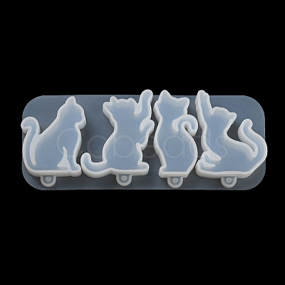 Cat Shape Pendant DIY Silhouette Silicone Mold X1-DIY-K067-02B-1