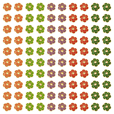 200Pcs 5 Colors Alloy Enamel Bead Caps FIND-TA0008-37-1