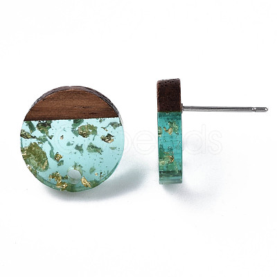 Transparent Resin & Walnut Wood Stud Earring Findings MAK-N032-007A-F02-1