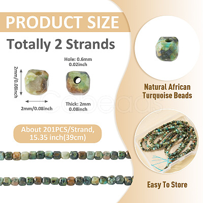 2 Strands Natural African Turquoise(Jasper) Beads Strands G-TA0003-42-1