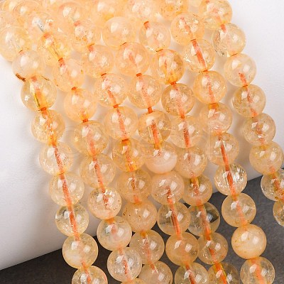 Natural Citrine Beads Strands G-E483-12-6mm-1
