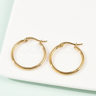 PVD Vacuum Plating 201 Stainless Steel Hoop Earrings with 304 Stainless Steel Pins for Women EJEW-D279-12G-02-1