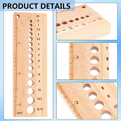 1Pc Rectangle Wooden Knitting Needle Gauges TOOL-BC0002-94A-1