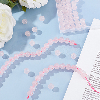 Natural Rose Quartz Beads Strands G-OC0001-02-10mm-1