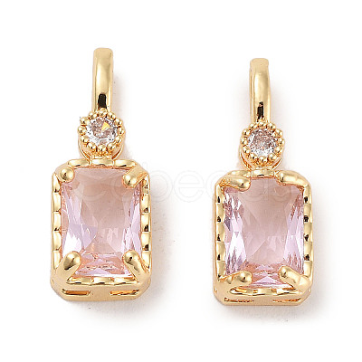Brass Micro Pave Cubic Zirconia Pendants KK-C051-54G-03-1