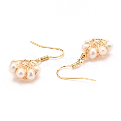 Brass Flower-shaped Dangle Earrings EJEW-D275-01G-1