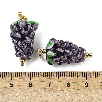304 Stainless Steel with Handmade Lampwork Pendants STAS-Q352-02G-D-1