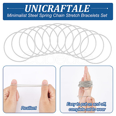 60Pcs Minimalist Steel Spring Chain Stretch Bracelets Set TWIR-UN0001-12P-1