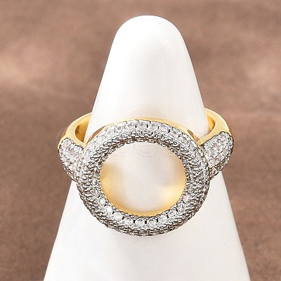 Brass Micro Pave Clear Cubic Zirconia Cuff Open Rings RJEW-T028-02B-G-1