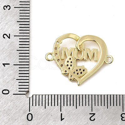 Heart Brass Micro Pave Clear Cubic Zirconia Connector Charmss KK-CJC0013-14C-G-RS-1