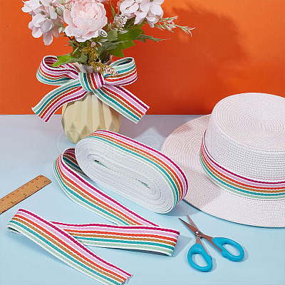10 Yards Stripe Pattern Polycotton Ribbon OCOR-ME0001-30-1