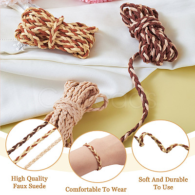 7.5 Yards 3 Colors Braided Flat Faux Suede Cord LW-TA0001-04-1