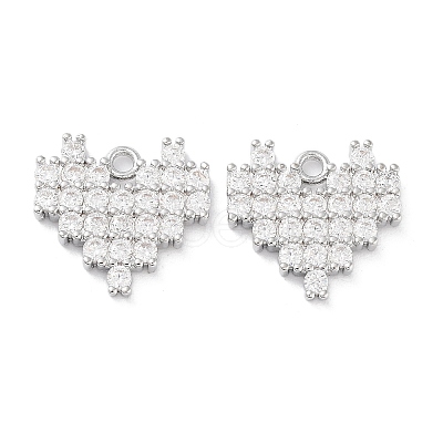 Brass Micro Pave Clear Cubic Zirconia Charms KK-F871-46P-1