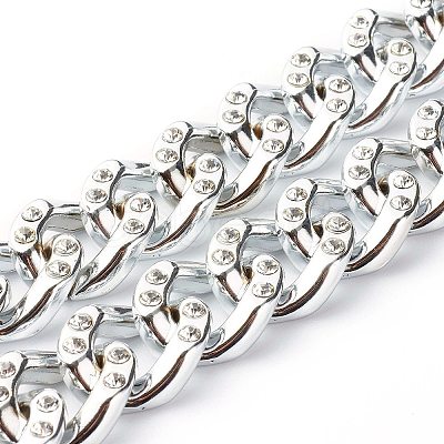 CCB Plastic Rhinestone Curb Chain Necklaces NJEW-JN03560-1