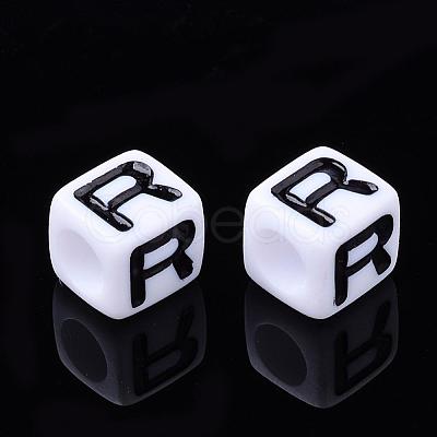 Acrylic Horizontal Hole Letter Beads PL37C9129-R-1