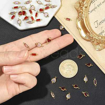 40Pcs 4 Colors Brass Pave K9 Glass Connector Charms KK-FS0002-07-1