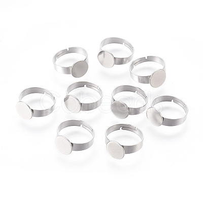 Tarnish Resistant Adjustable 304 Stainless Steel Finger Rings Components STAS-F149-21P-A-1