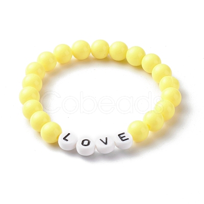 Opaque Acrylic Beads Stretch Bracelet for Kid BJEW-JB06587-1