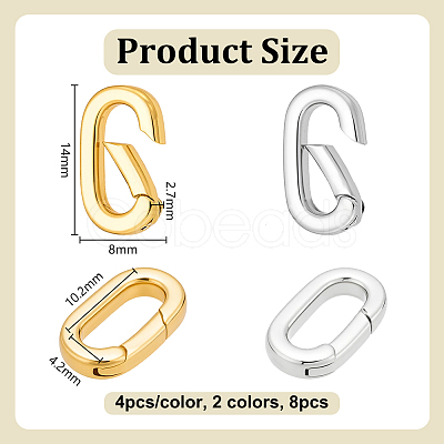 8Pcs 2 Colors Rack Plating Brass Spring Gate Rings KK-OC0001-74-1