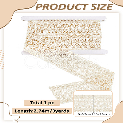 3 Yards Flat Floral Cotton Lace Ribbon OCOR-LP0002-38-1