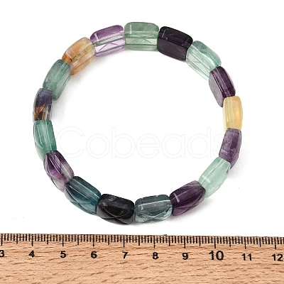 Natural Rainbow Fluorite Square Beaded Stretch Bracelets for Women GG-CBA3F02-06-1