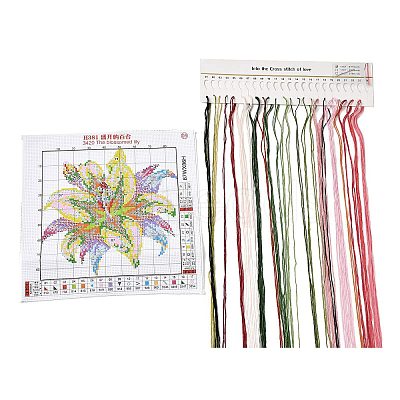Lily Pattern DIY Cross Stitch Beginner Kits DIY-NH0001-02-1