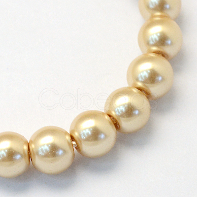 Baking Paint Pearlized Glass Pearl Round Bead Strands HY-Q003-10mm-42-1