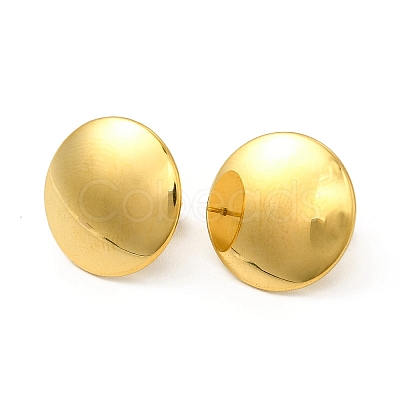 Ion Plating(IP) 304 Stainless Steel Flat Round Stud Earrings for Women EJEW-I281-31G-1