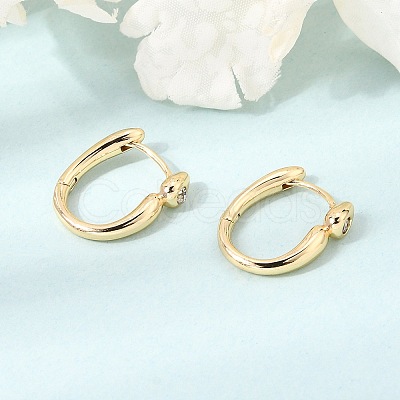 Brass Pave Clear Cubic Zirconia Hoop Earrings KK-CBACA55-02G-1