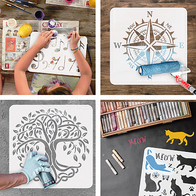 PET Hollow Out Drawing Painting Stencils DIY-WH0391-0242-1