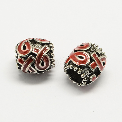 Alloy Awareness Ribbon Enamel European Beads MPDL-R036-18-1
