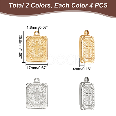 8Pcs 2 Colors 304 Stainless Steel Pendants STAS-UN0042-20-1