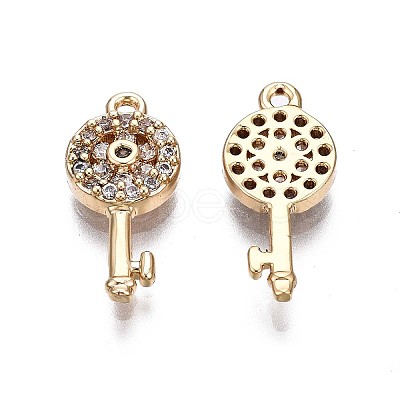 Brass Micro Pave Clear Cubic Zirconia Charms KK-Q764-012-1