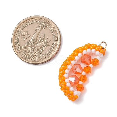 TOHO Glass Seed Beaded Orange Pendants PALLOY-MZ01125-1