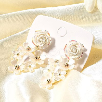 Alloy & 925 Sterling Silver & Acrylic Dangle Stud Earrings LS-EJEW-Q013-08A-1