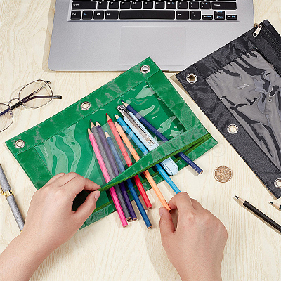 2Pcs 2 Colors Oxford Cloth with Alloy Pen Cases for 3-Ring Binder AJEW-CP0007-98-1